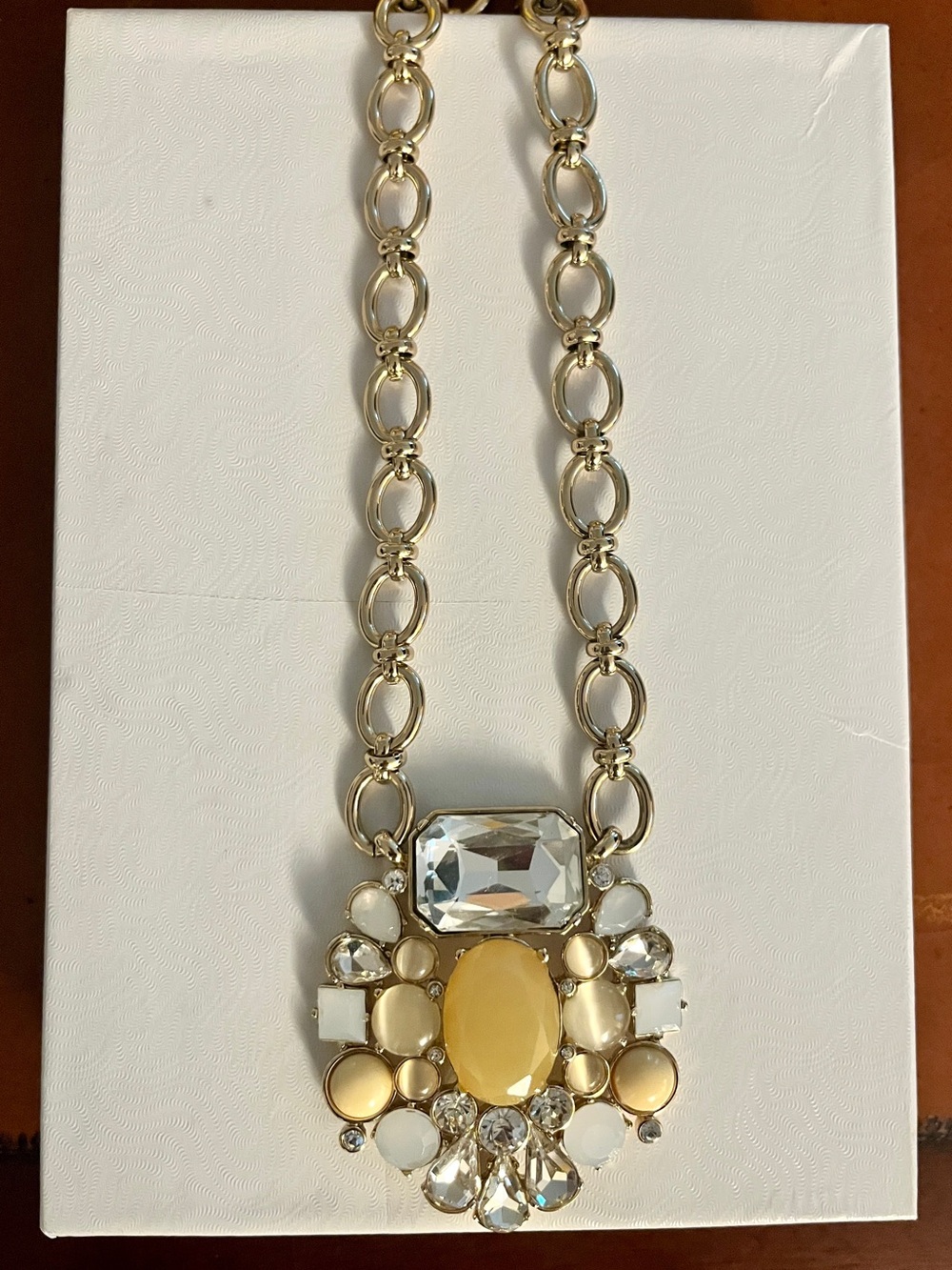 J. Crew Gold-Tone Necklace with Yellow and Clear Stones